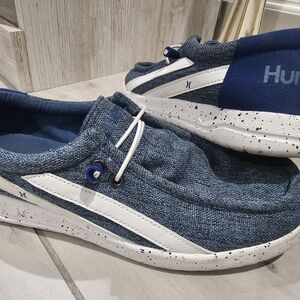 Hurley Blue and White Kids Canvas Sneakers Size 6Y